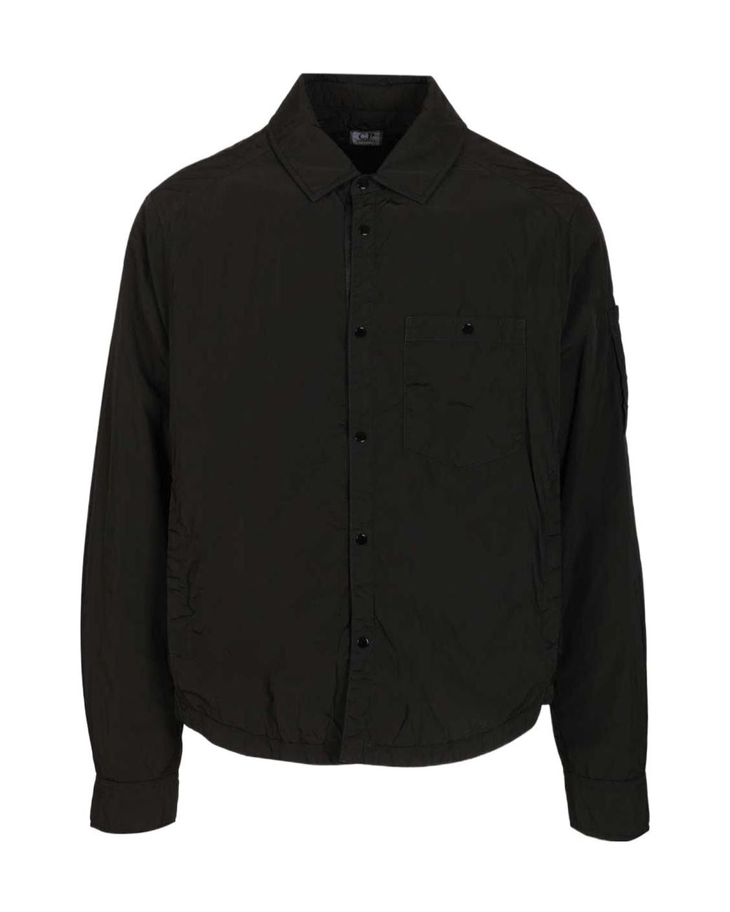 C P Company Black Chrome R Padded Overshirt Jacket for men