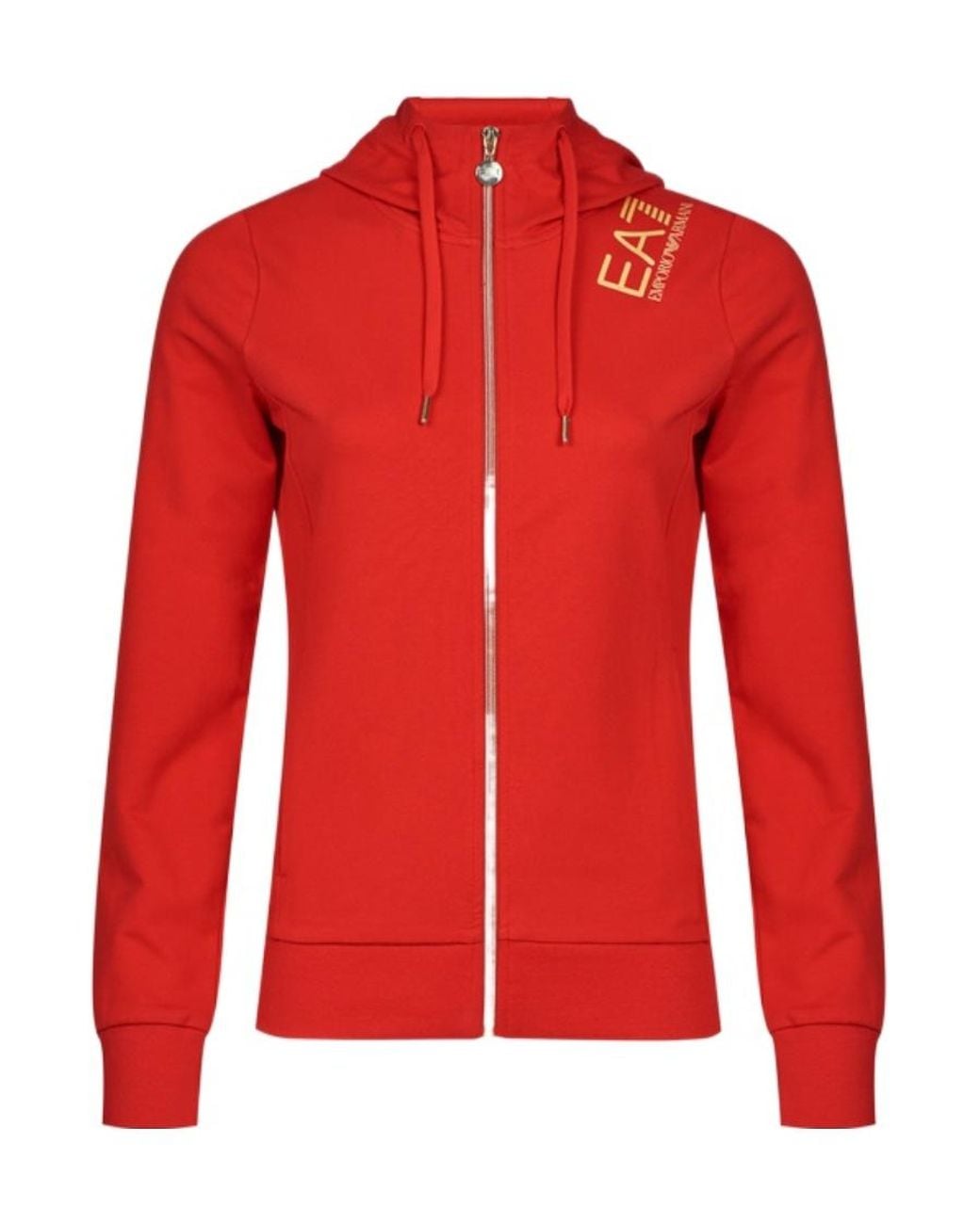 EA7 Red Hoded Zipper Casual Jacket