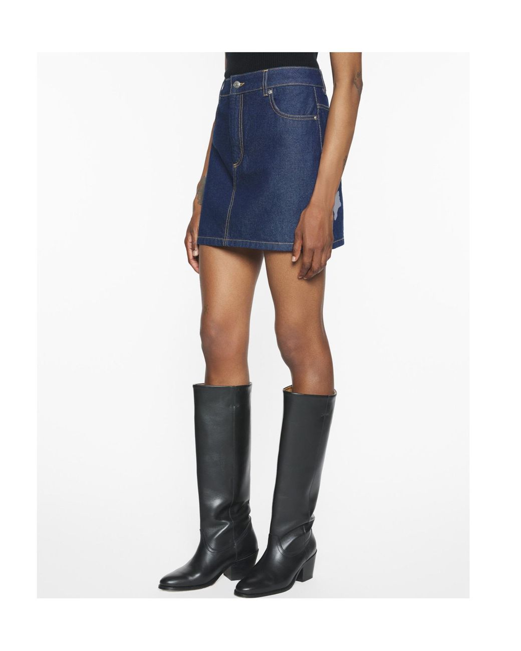 Maison Kitsuné Blue Maison Kitsuné A-Line Denim Skirt