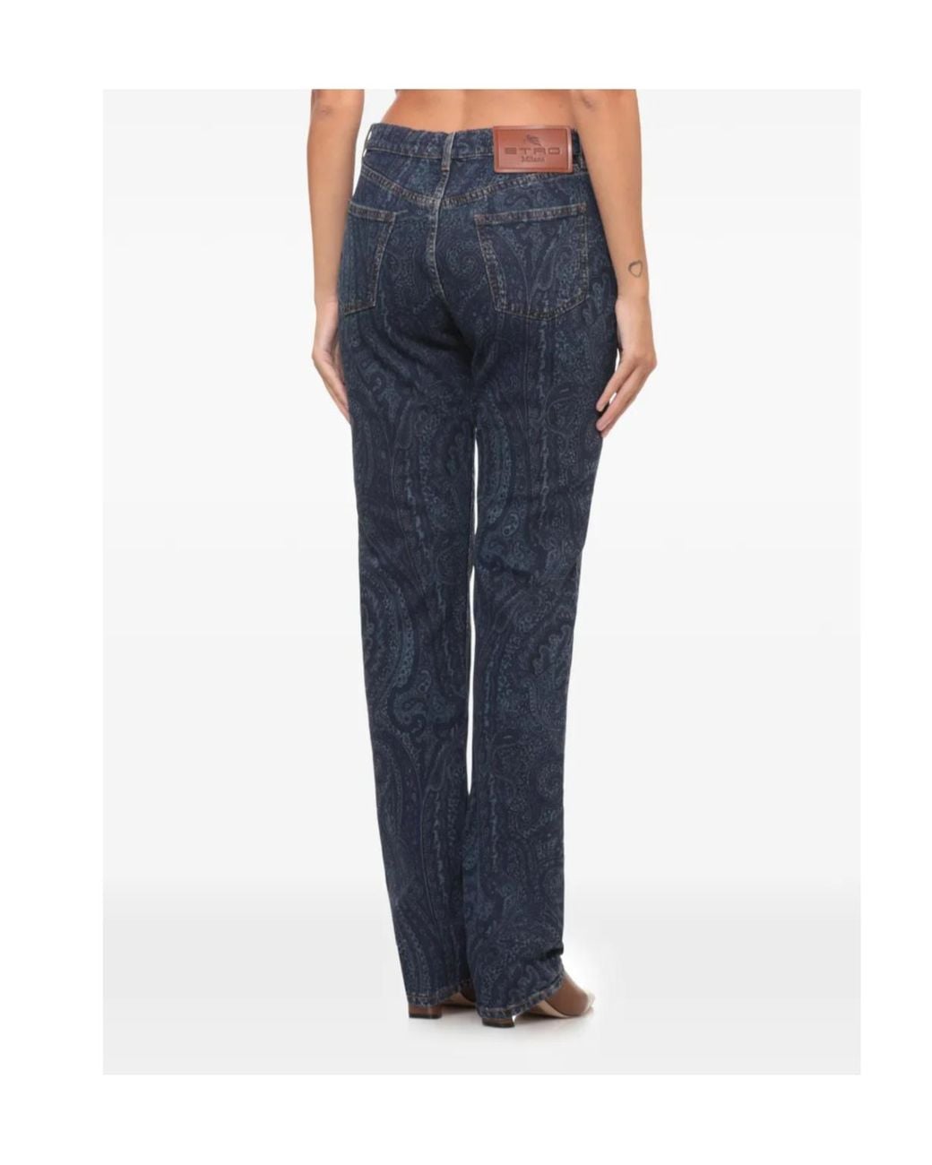 Etro Blue Paisley Straight-Leg Jeans