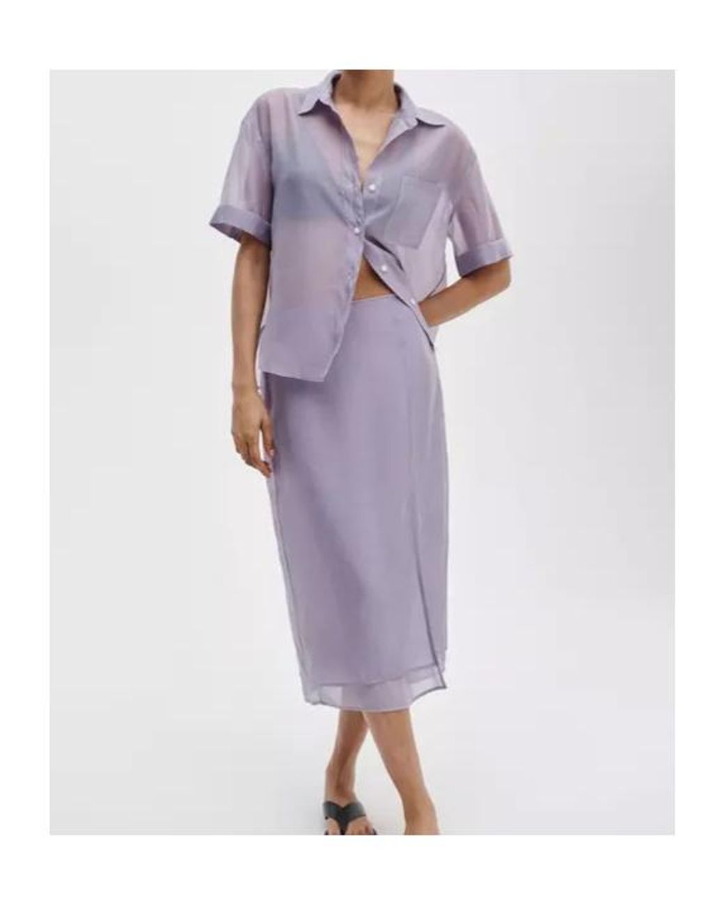 Rag & Bone Purple Sheer Short-Sleeve Shirt