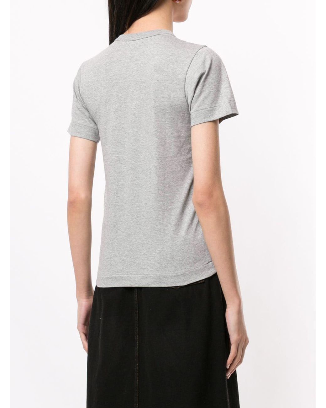 COMME DES GARÇONS PLAY Gray Logo Embroidered Crew Neck T-Shirt