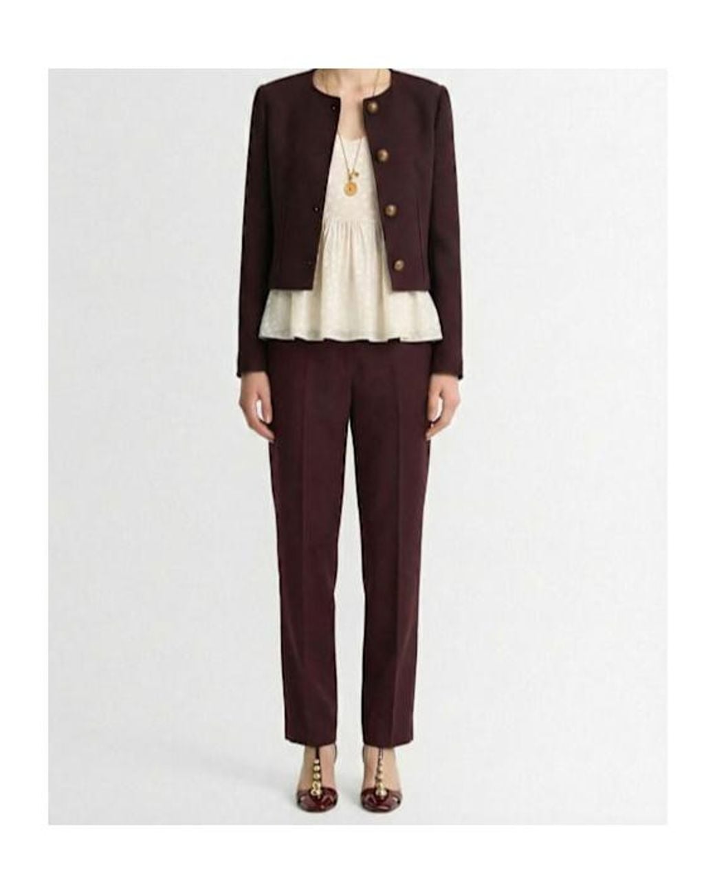 Chloé Purple Wool Crepe Straight Pants