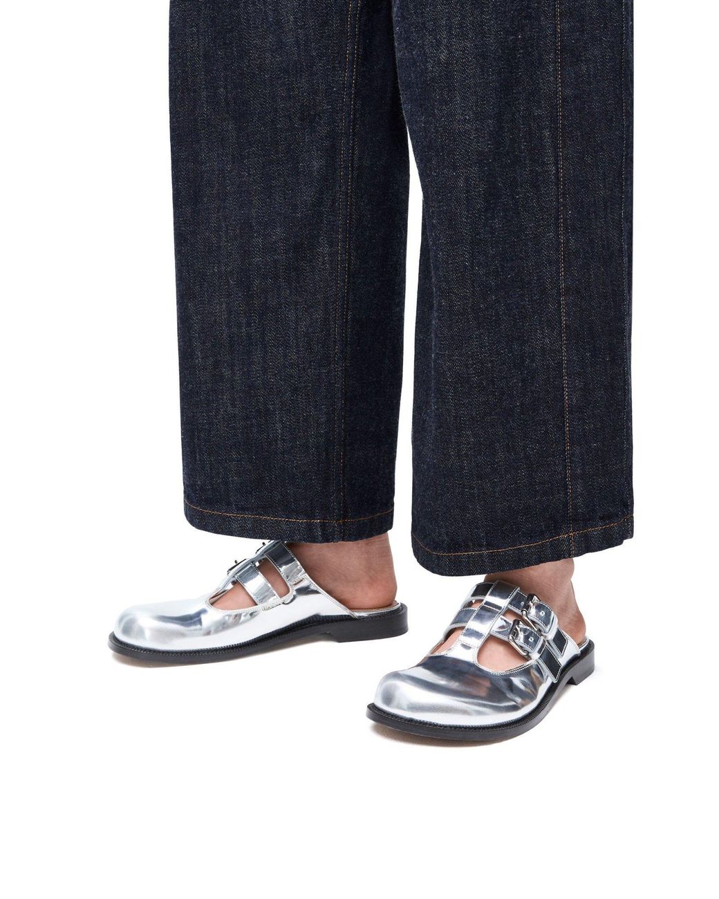 Loewe White Campo Mary Jane Mules