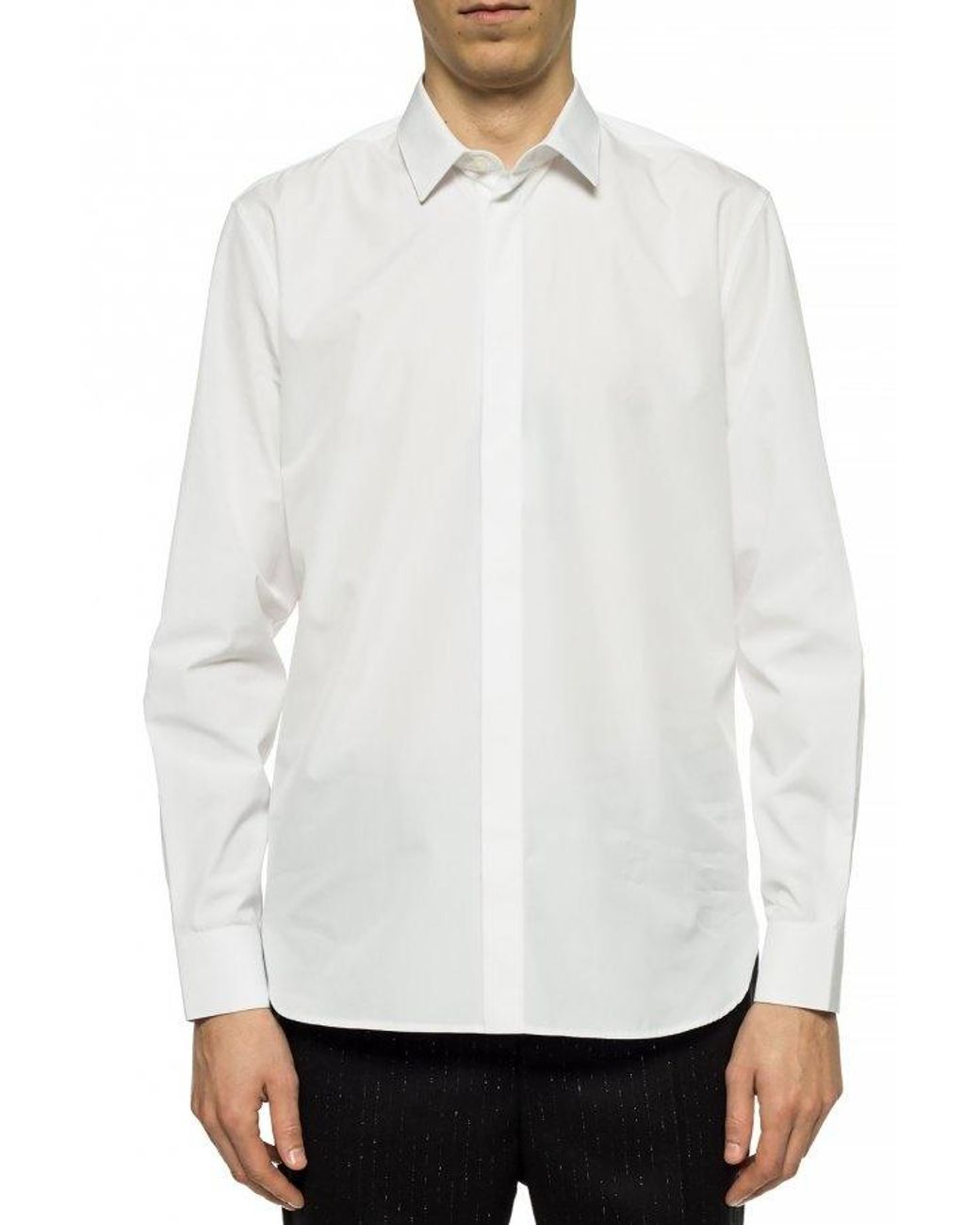 Saint Laurent White Yves Collar Shirt for men