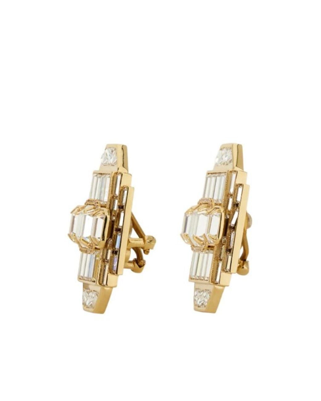 Ferragamo Metallic Ferragamo Eyewear Geometric Crystal Clip-On Earrings