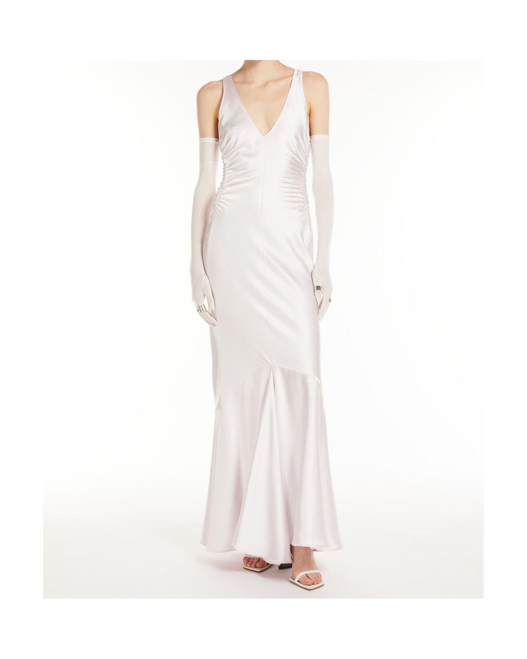 Sportmax White Long Satin Dress