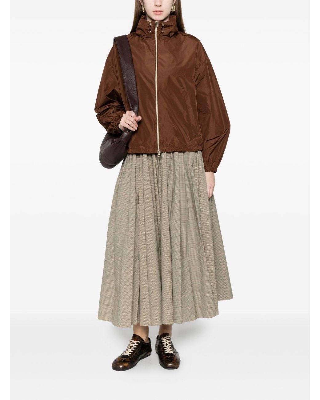 Herno Brown Hooded Zip-Up Jacket
