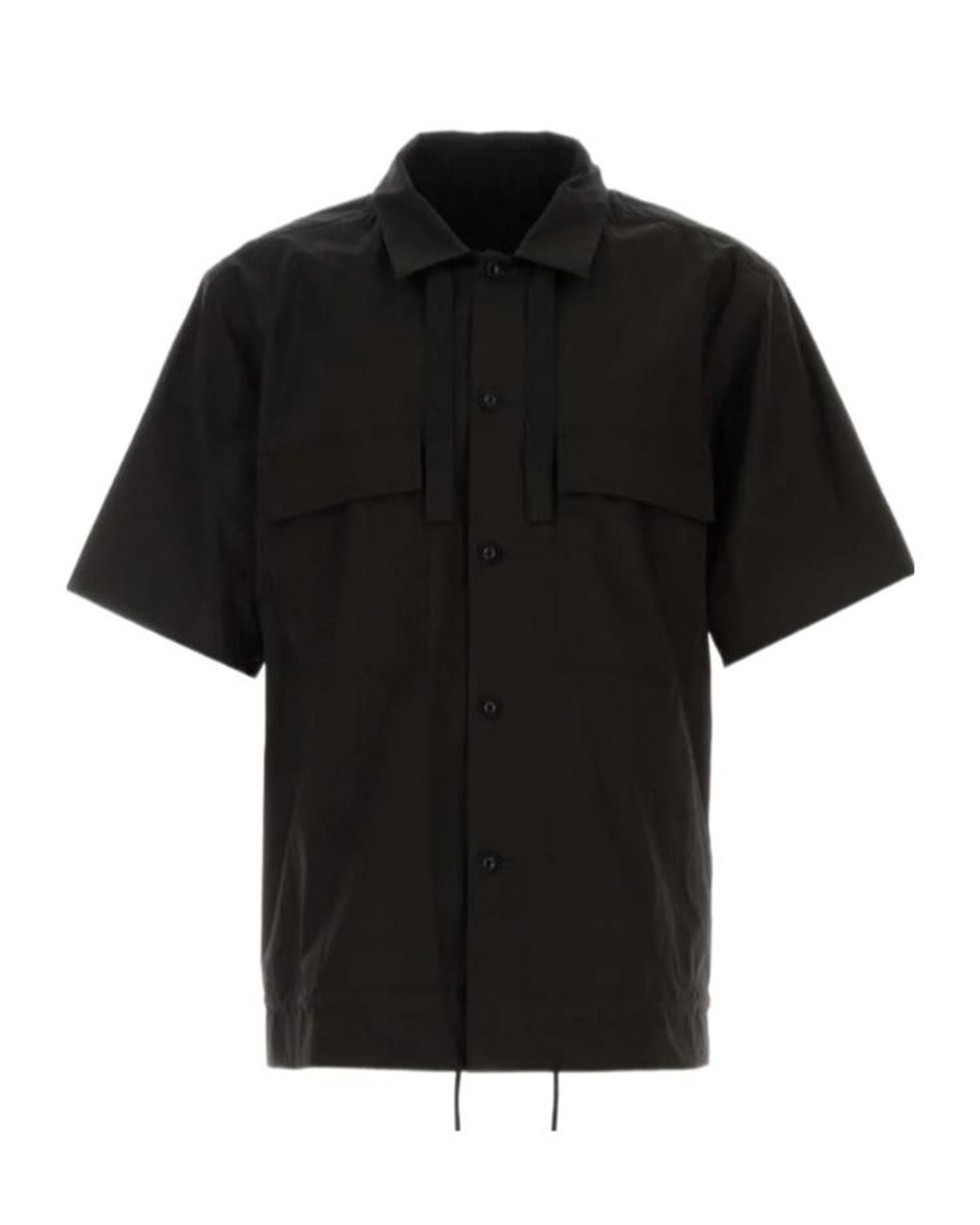 Sacai Black Short Sleeved Drawstring Shirt for men