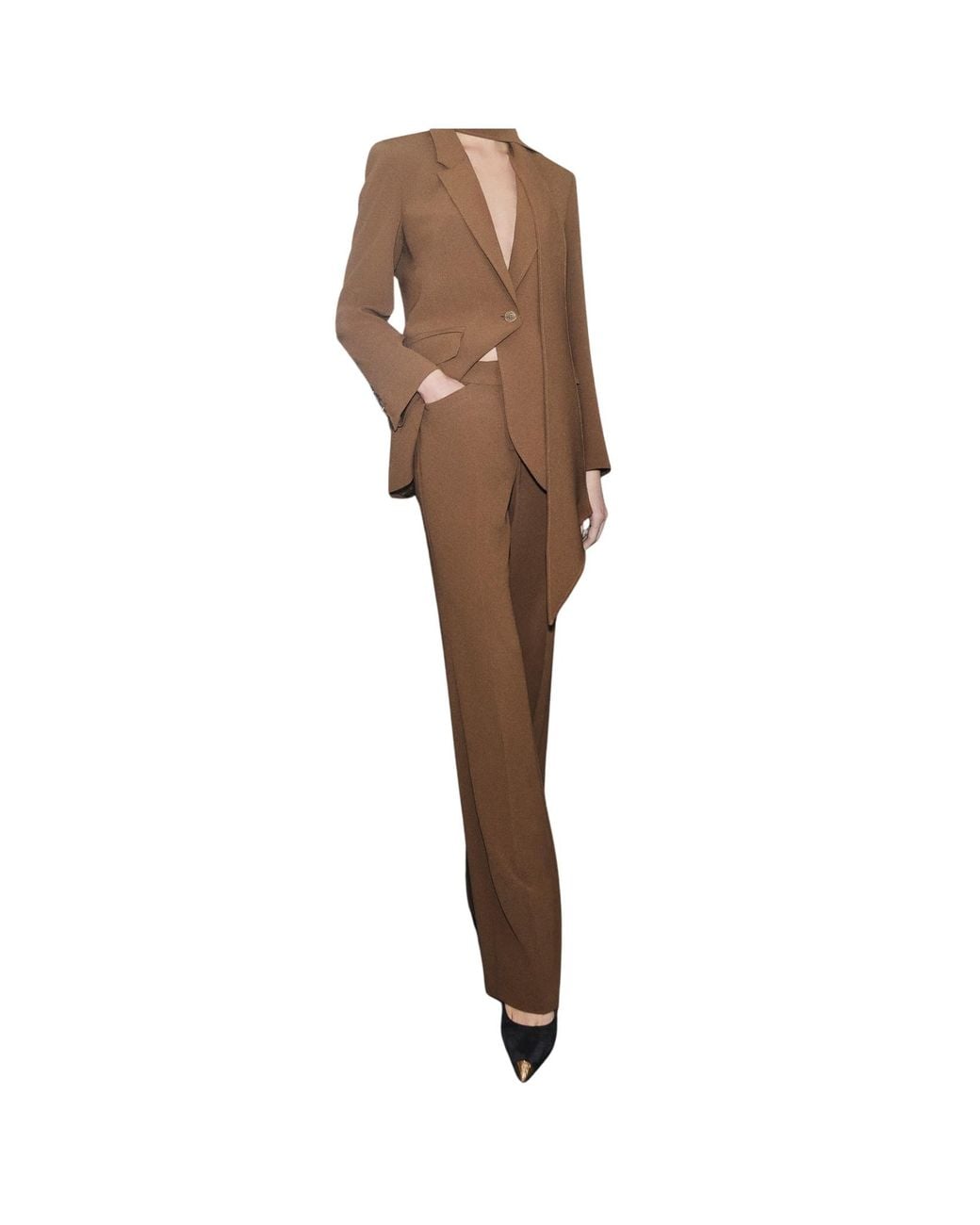Marella Brown Creased Casual Trousers