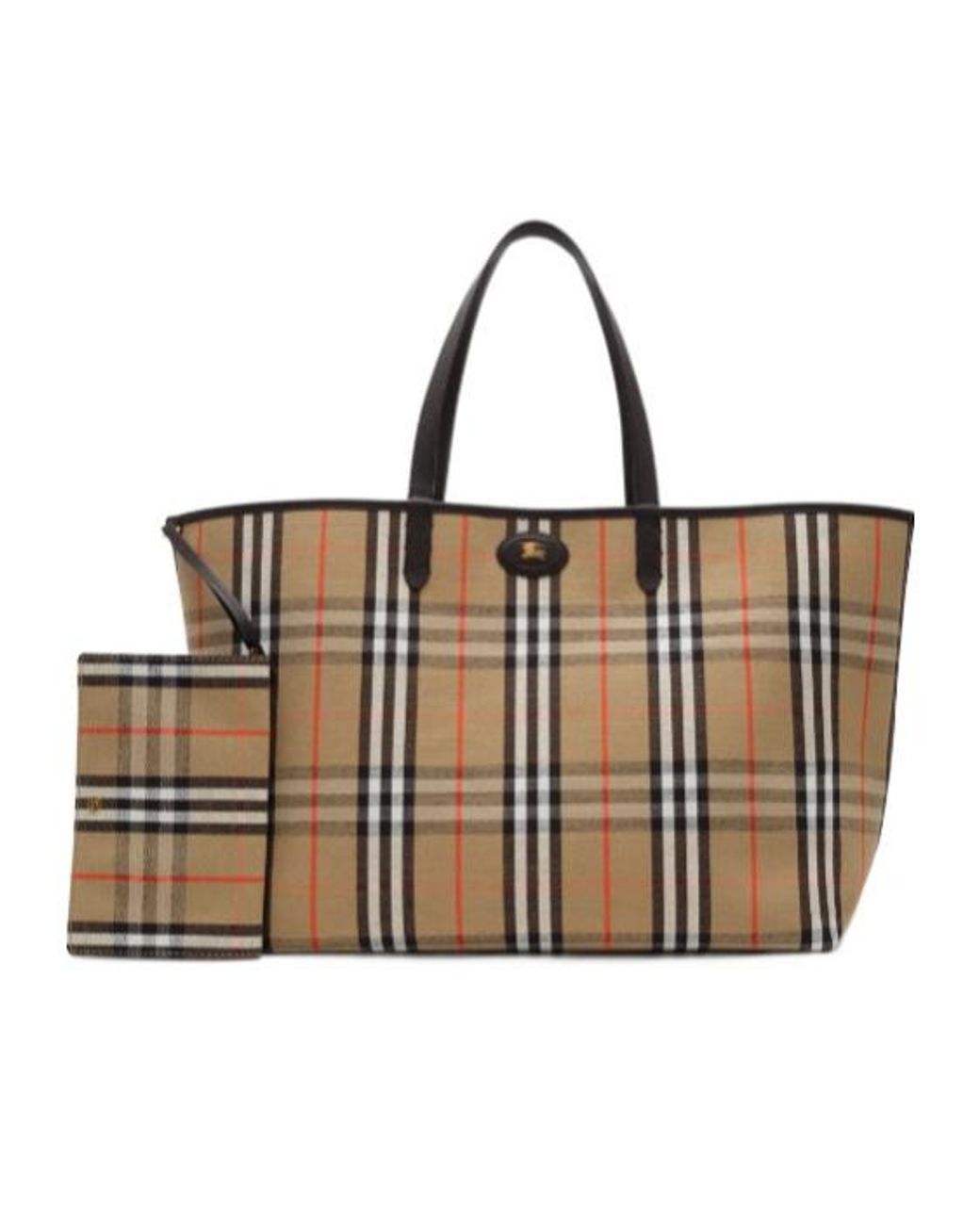 Burberry Brown Ekd Patch Checked Reversible Tote Bag for men