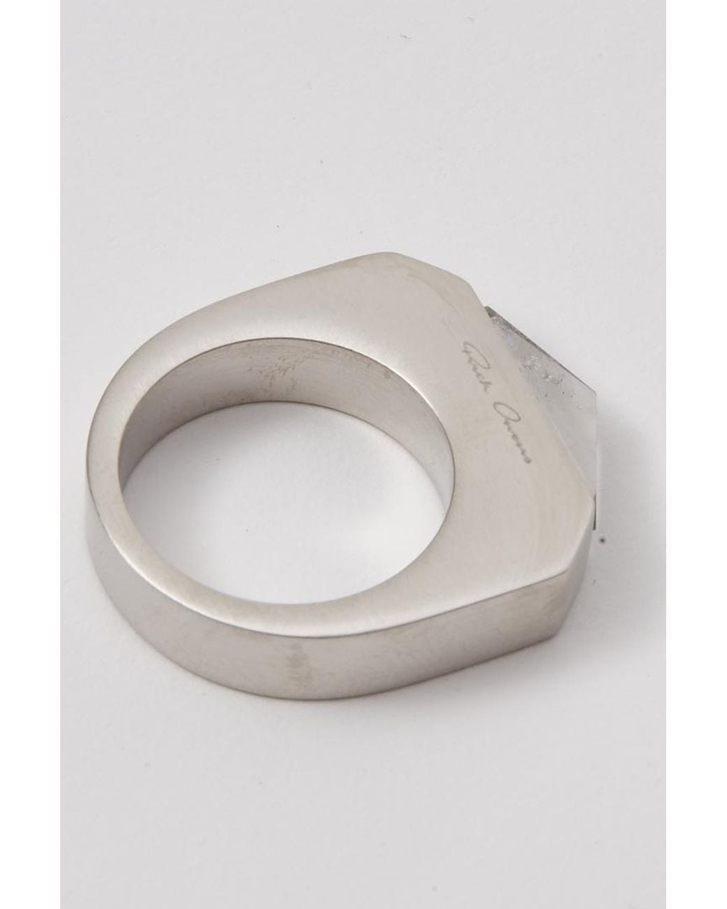 Rick Owens White Geometric Cut-Out Ring for men