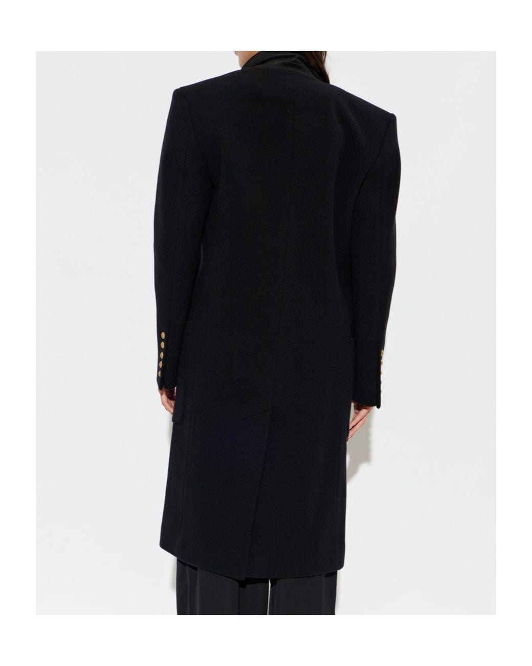 Balmain Black Double-Breasted Tailored Coat