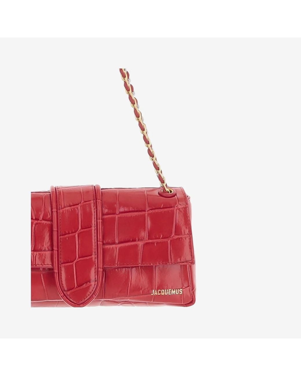 Jacquemus Red Croc-Embossed Chain Shoulder Bag