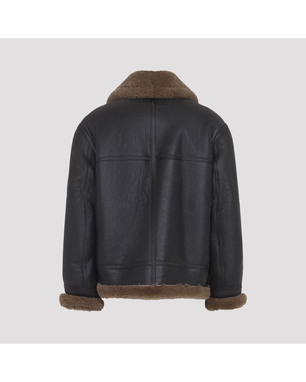 Saint Laurent Black Shearling-Trim Leather Jacket for men