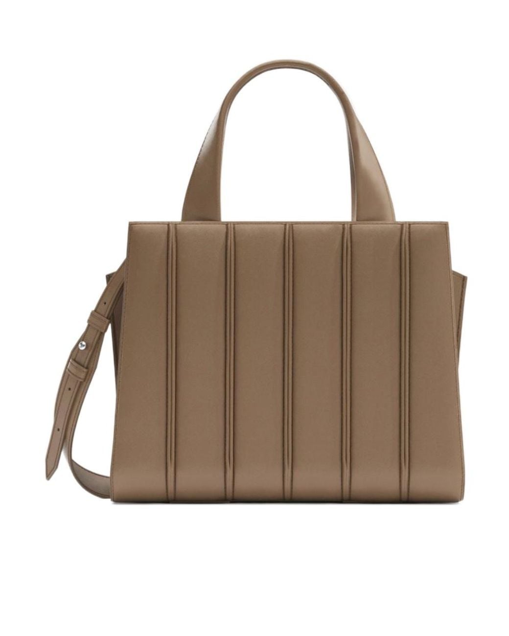 Max Mara Brown Whitney Ribbed-Leather Tote Bag