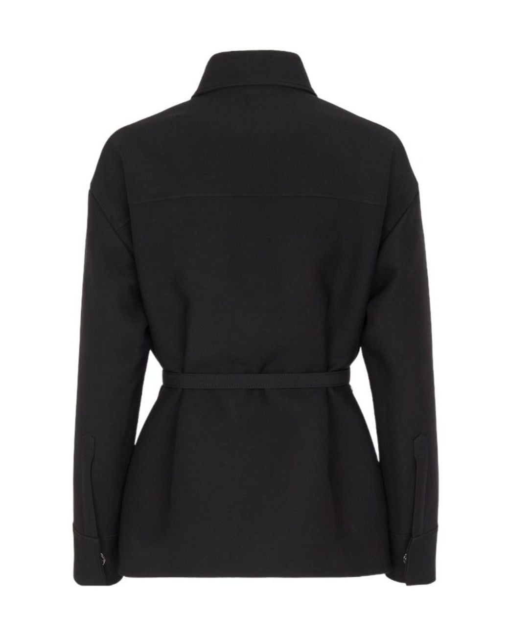 Fendi Black Belted Button-Down Jacket