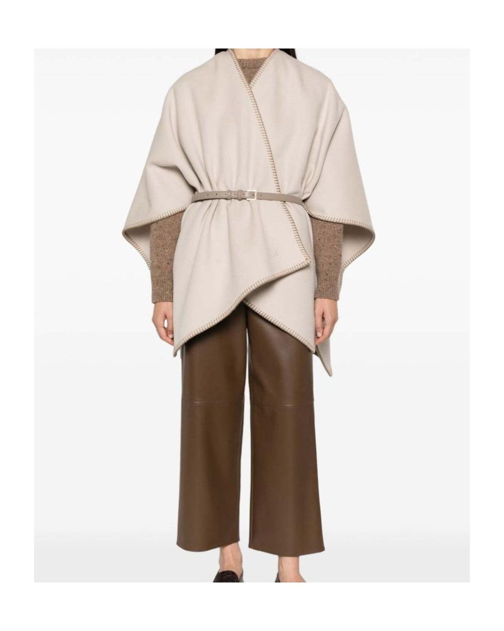 Max Mara Natural Colomba Logo Emrboidered Cape