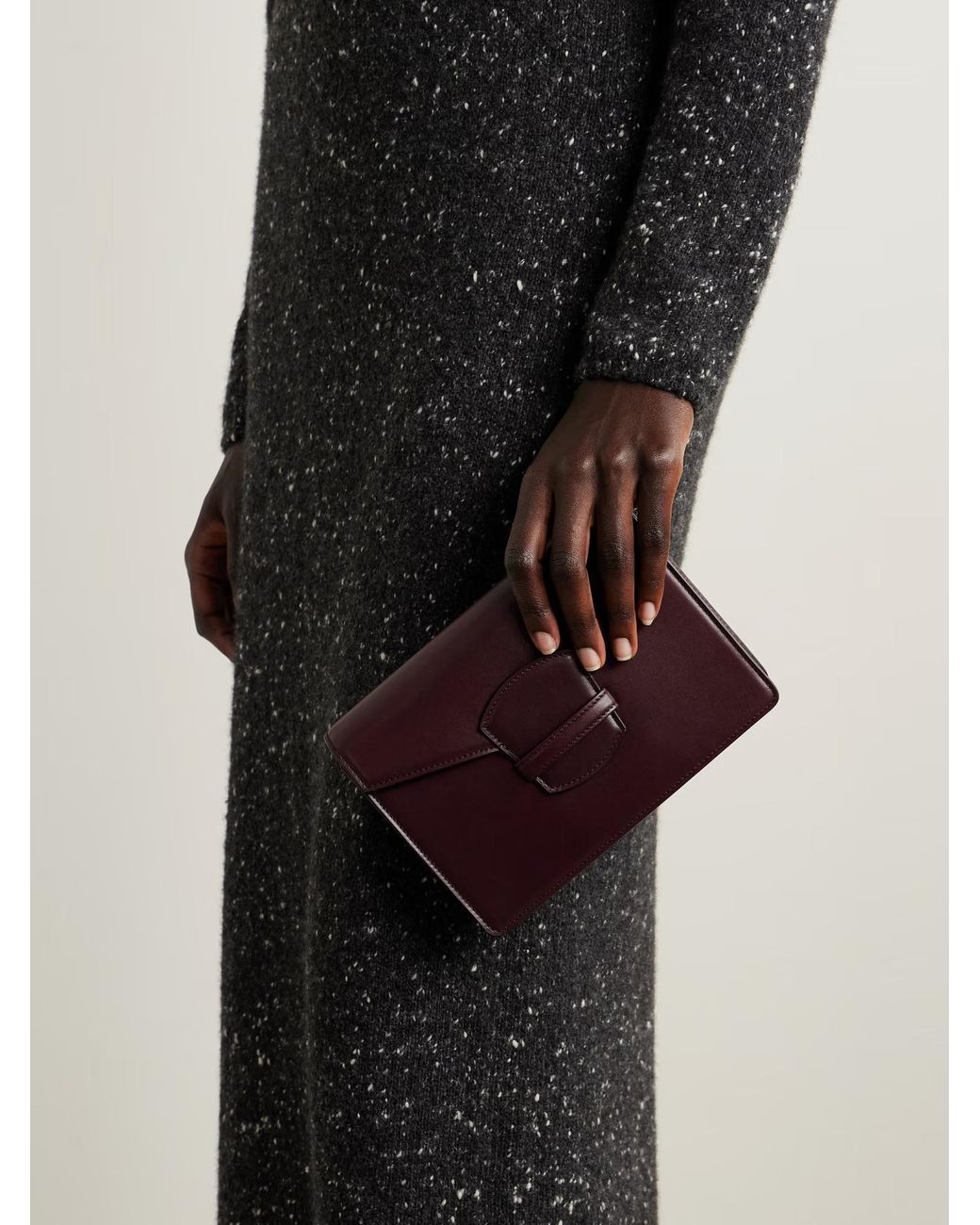 The Row Purple Leather Clutch