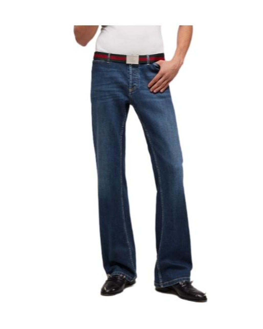 Gucci Blue Flared Stretch Jeans for men