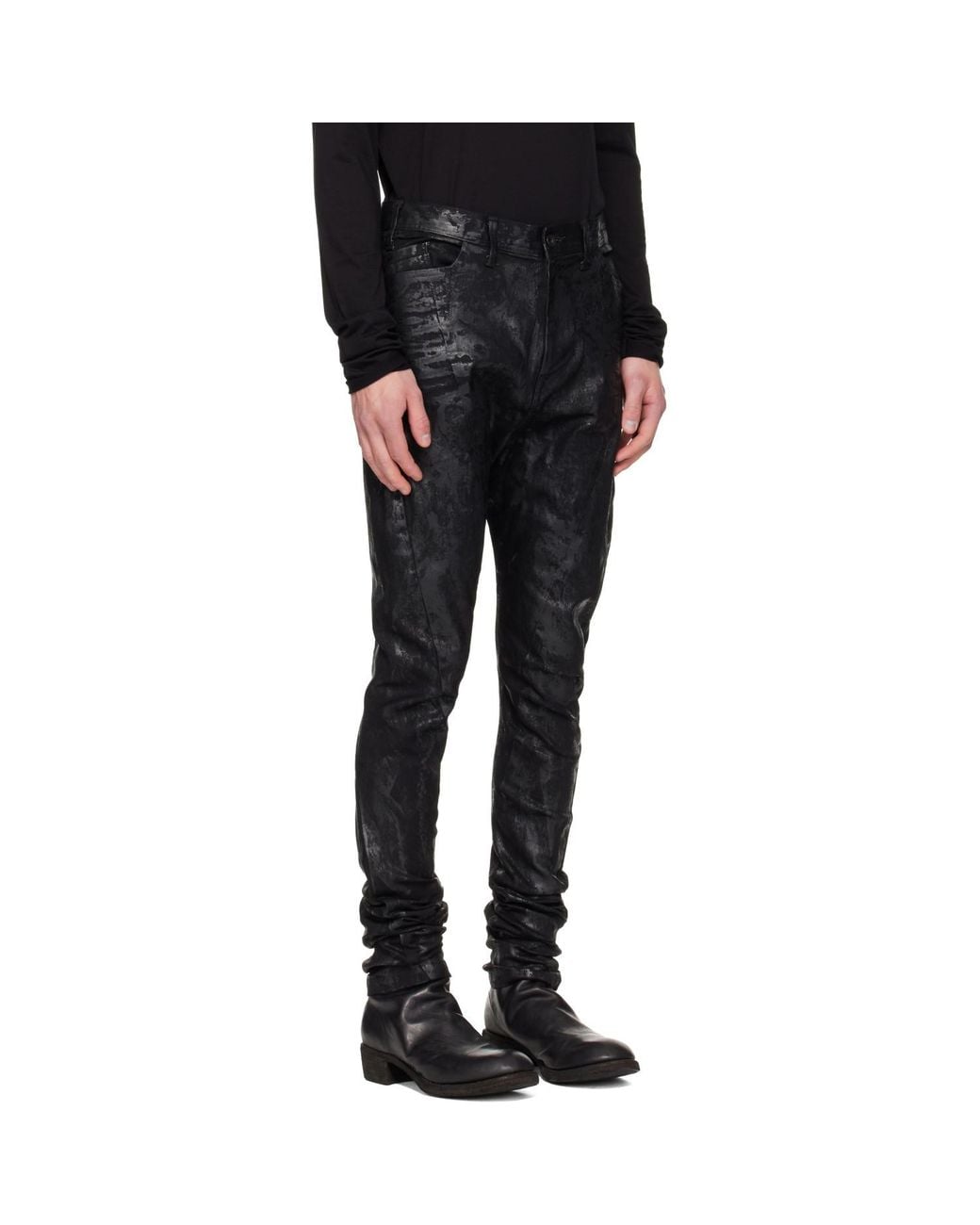 Julius Black Coated Jeans for men