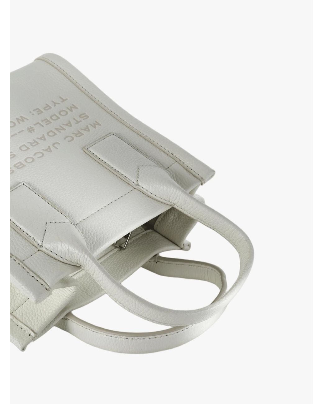 Marc Jacobs White Logo-Embossed Leather Tote Bag
