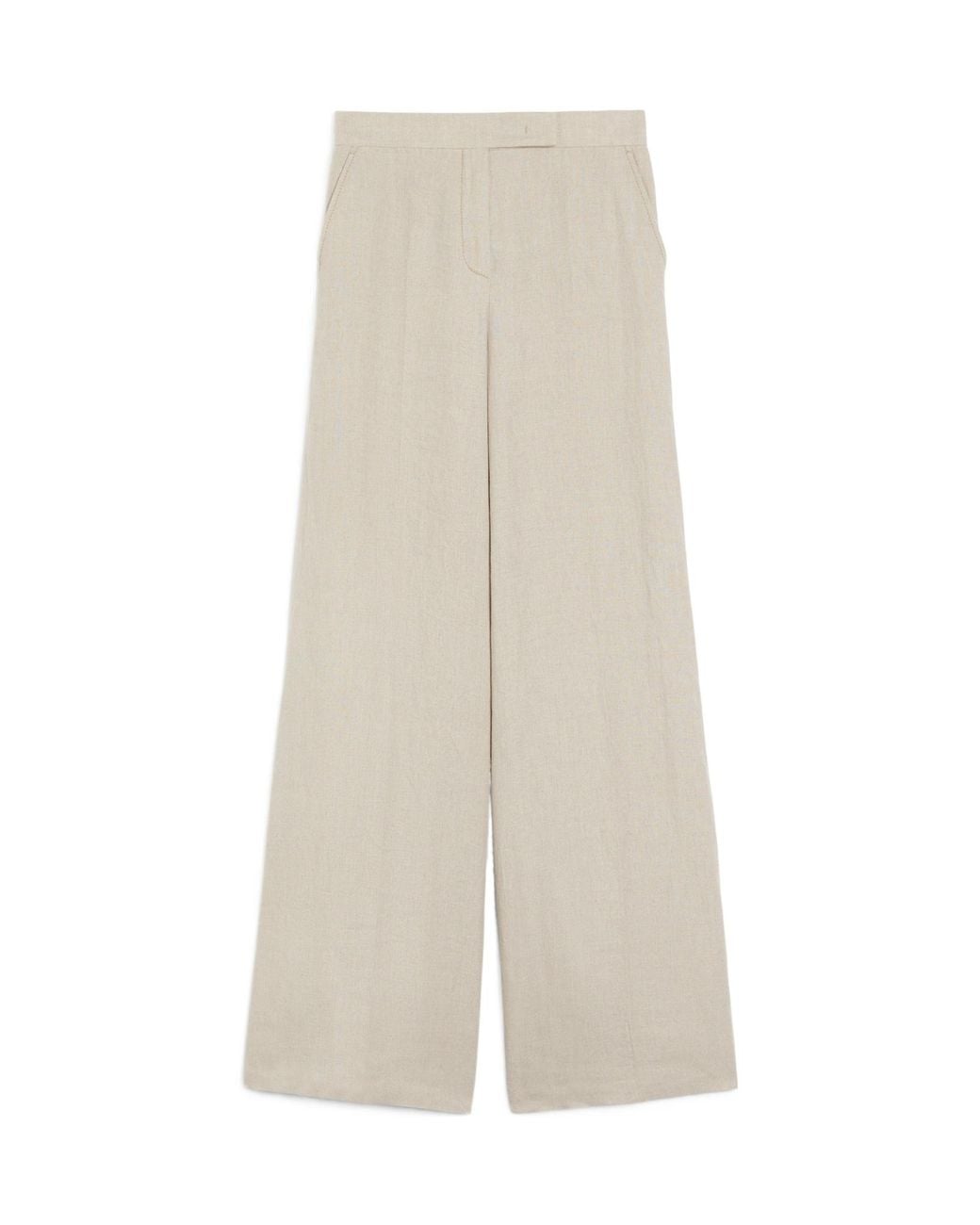 Max Mara White Sequoia Pleat Detailed Wide-Leg Trousers