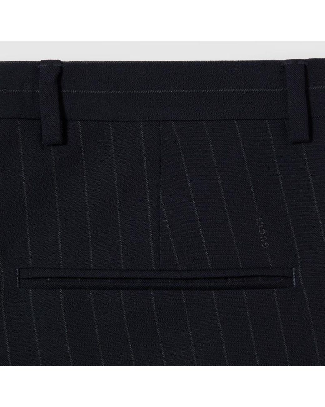 Gucci Blue Pinstripe Wool Trousers for men