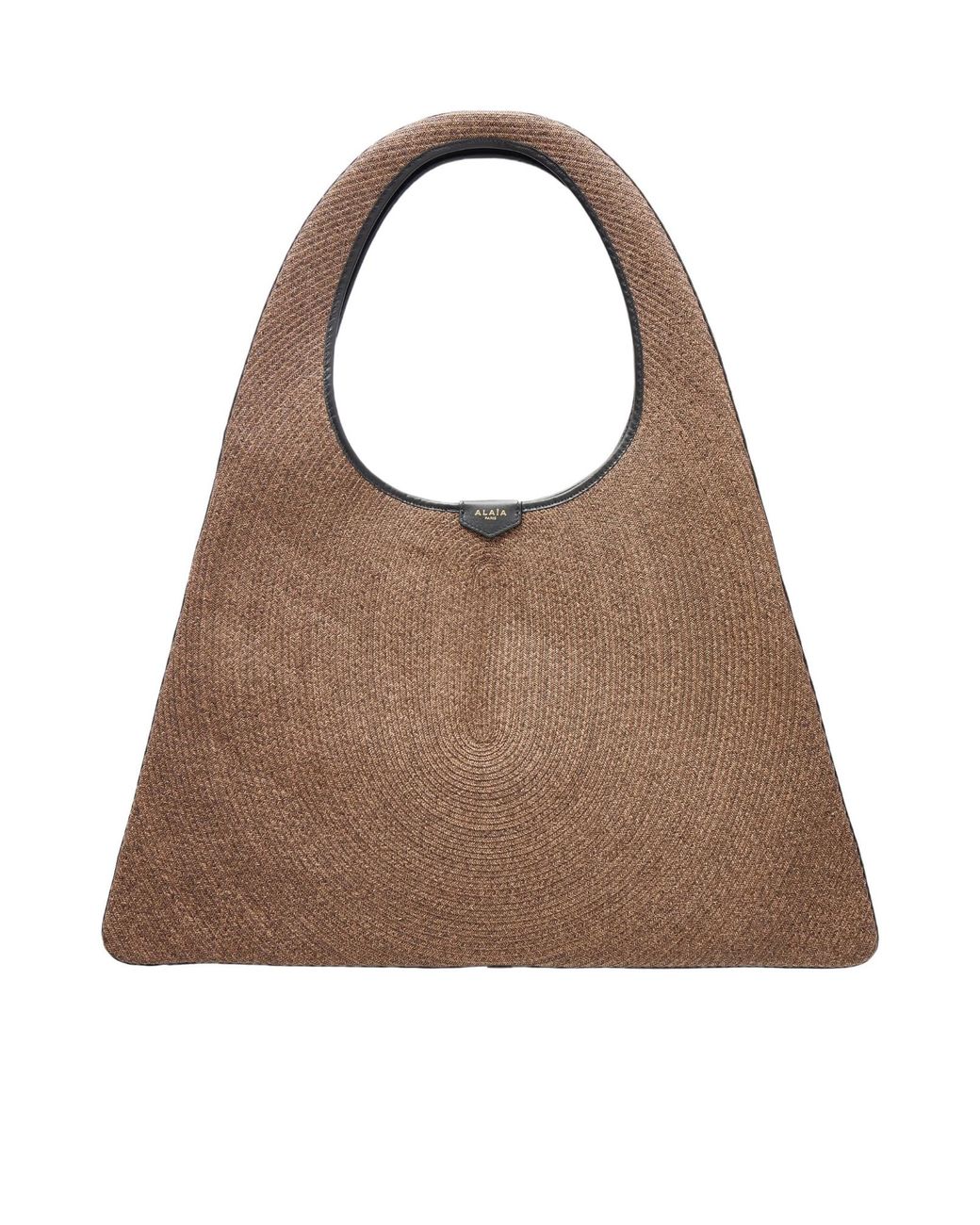 Alaïa Brown Leather-Trimmed Paper Straw Shoulder Bag