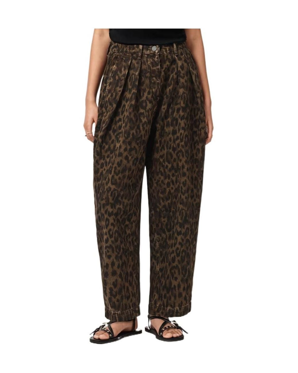 AllSaints Brown Becca Barrel Leg Denim Trousers