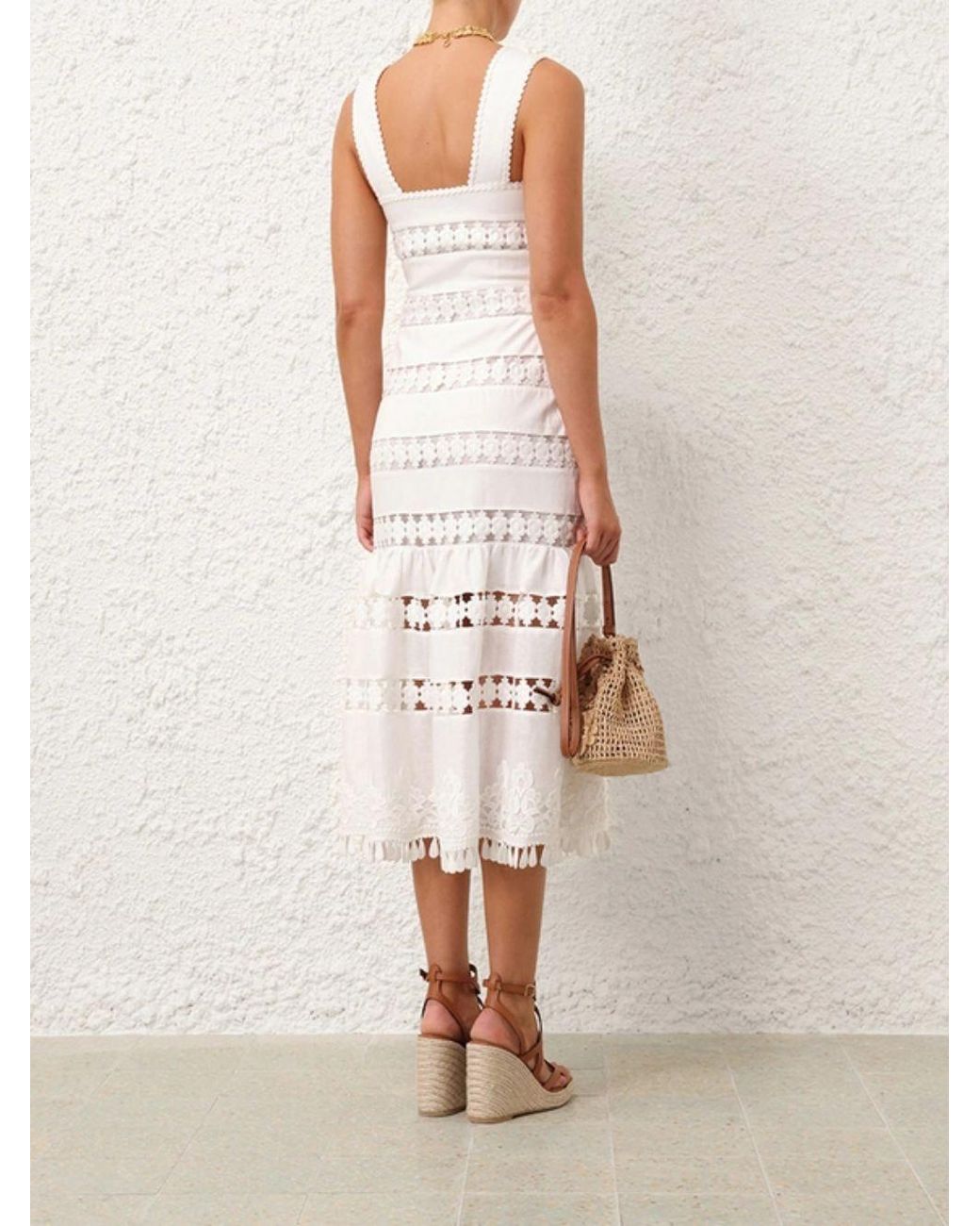 Zimmermann White Trimmed Midi Dress