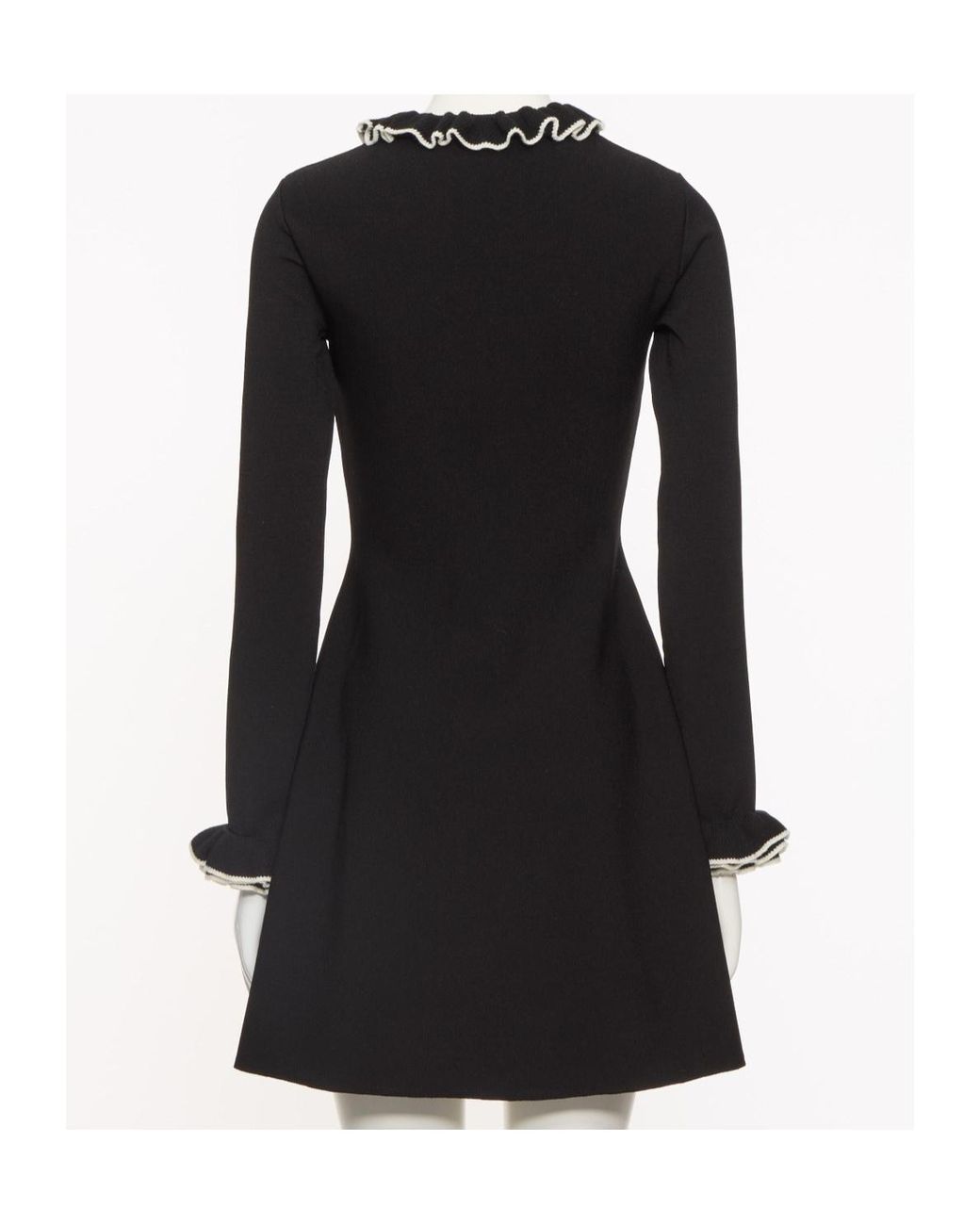 Valentino Black Ruffled Long-Sleeved Dress