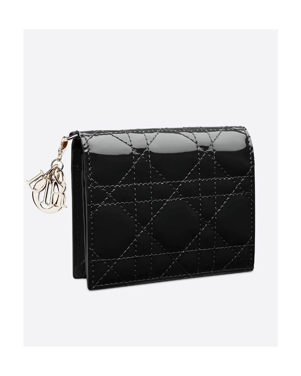 Dior Black Mini Lady Gardenia Wallet