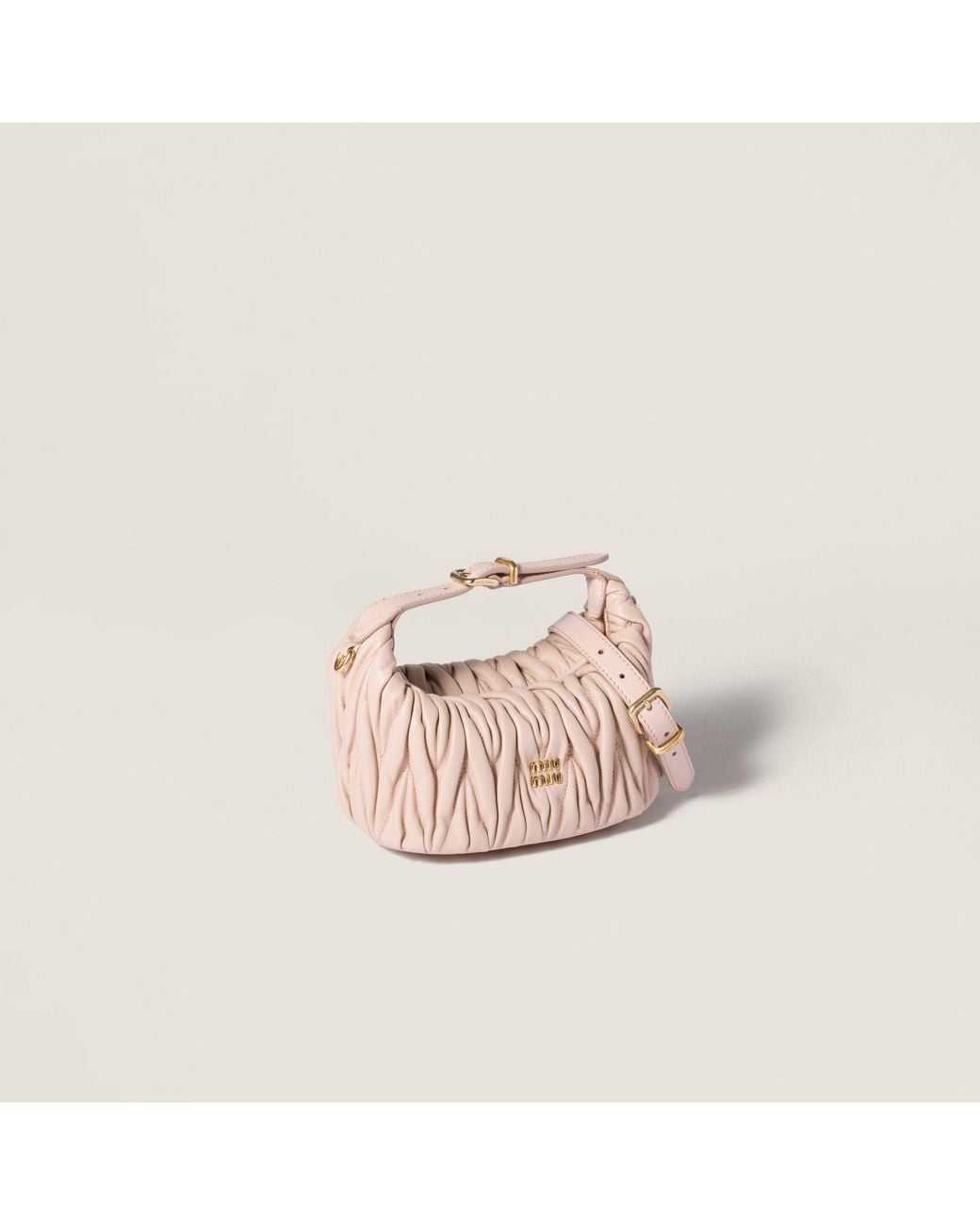 Miu Miu Pink Matelassé Nappa Leather Pouch