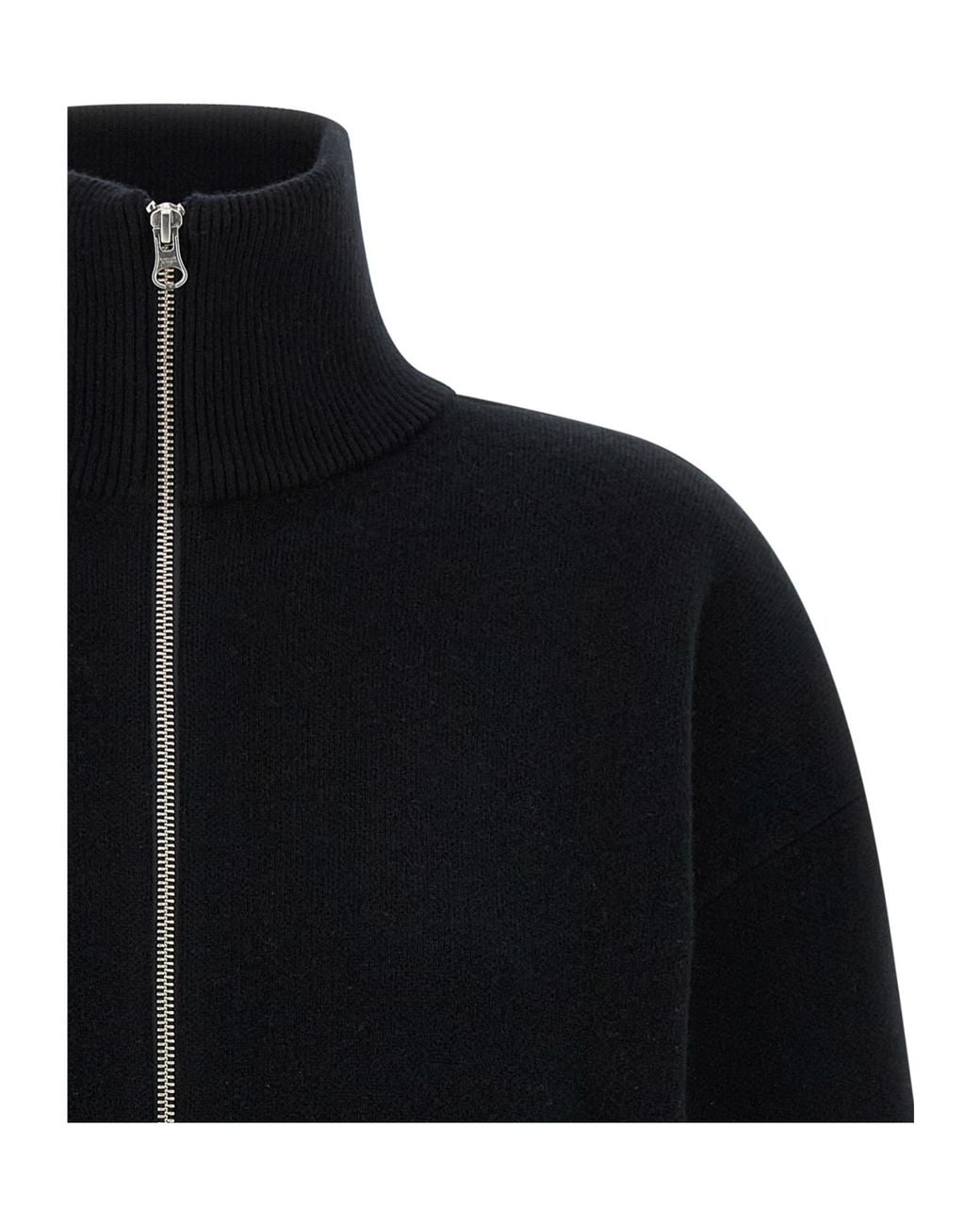 Extreme Cashmere Black N385 Xtra Cute High-Neck Zip Cardigan