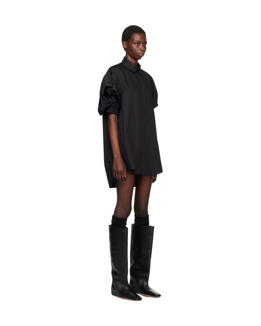 Sacai Black Balloon-Sleeve Mini Dress