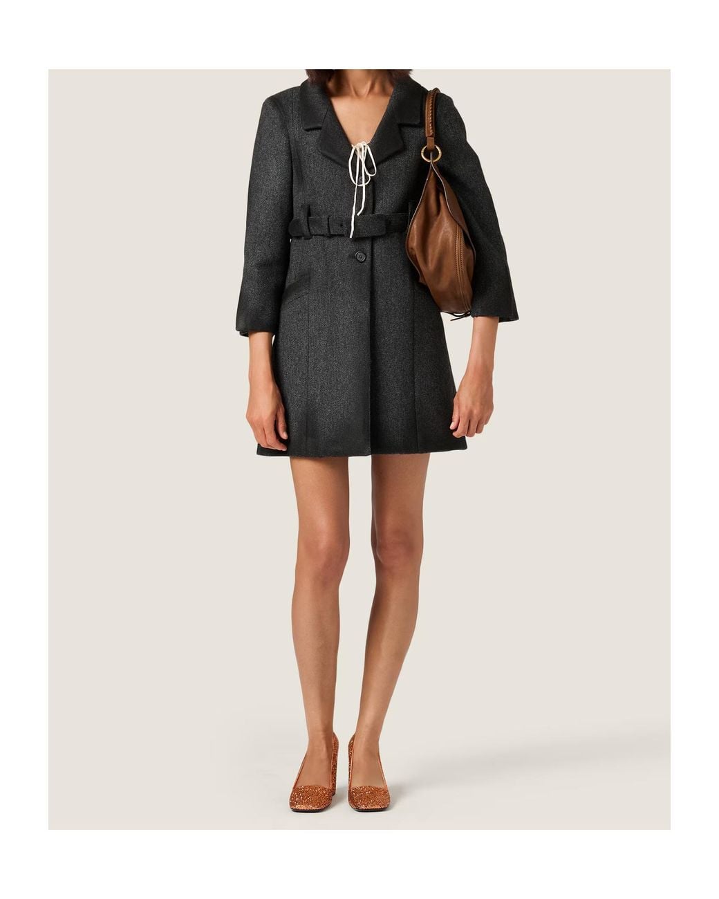 Miu Miu Black Single-Breasted Double Wool Coat