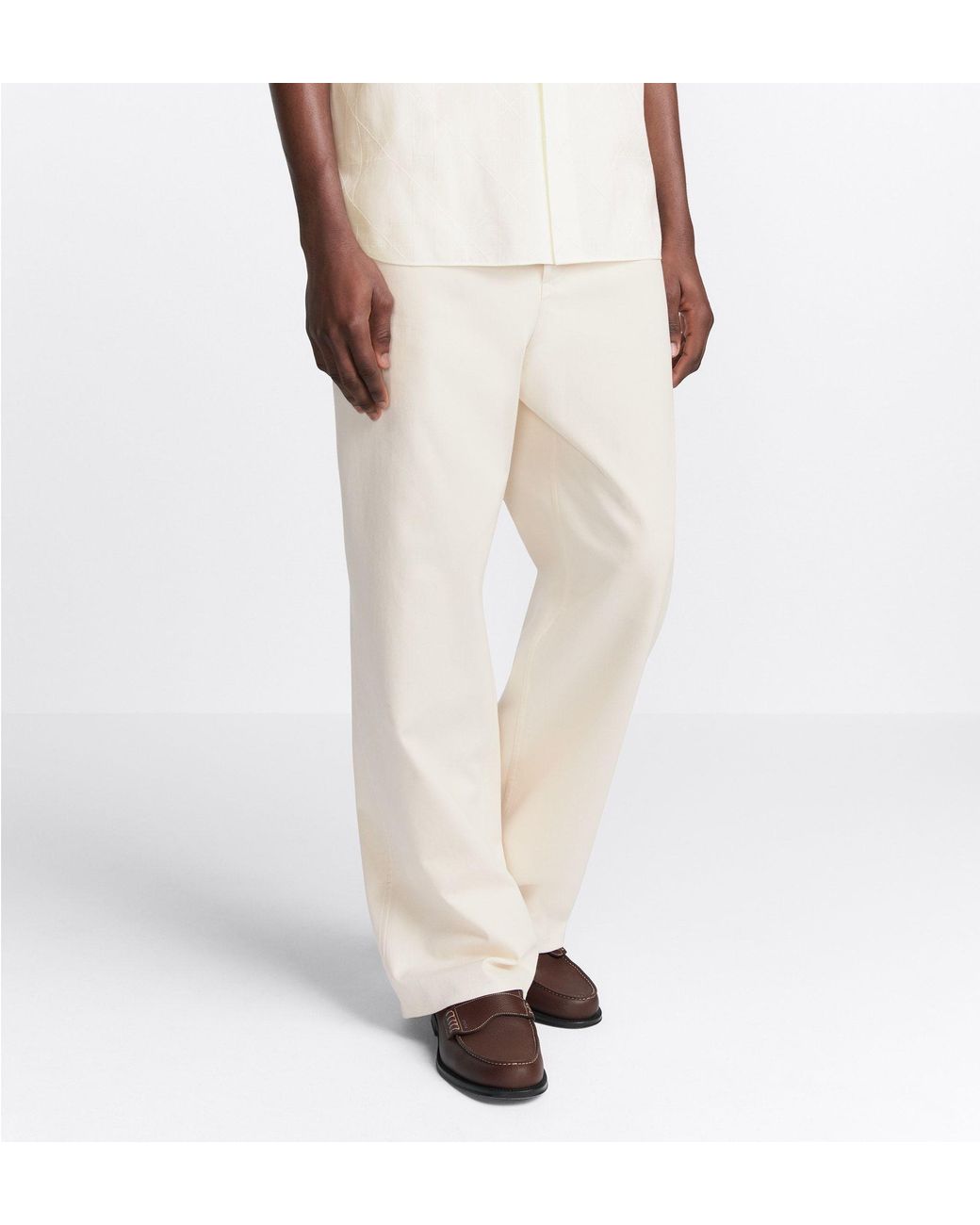 Dior White Homme Button Detailed Straight Leg Pants for men