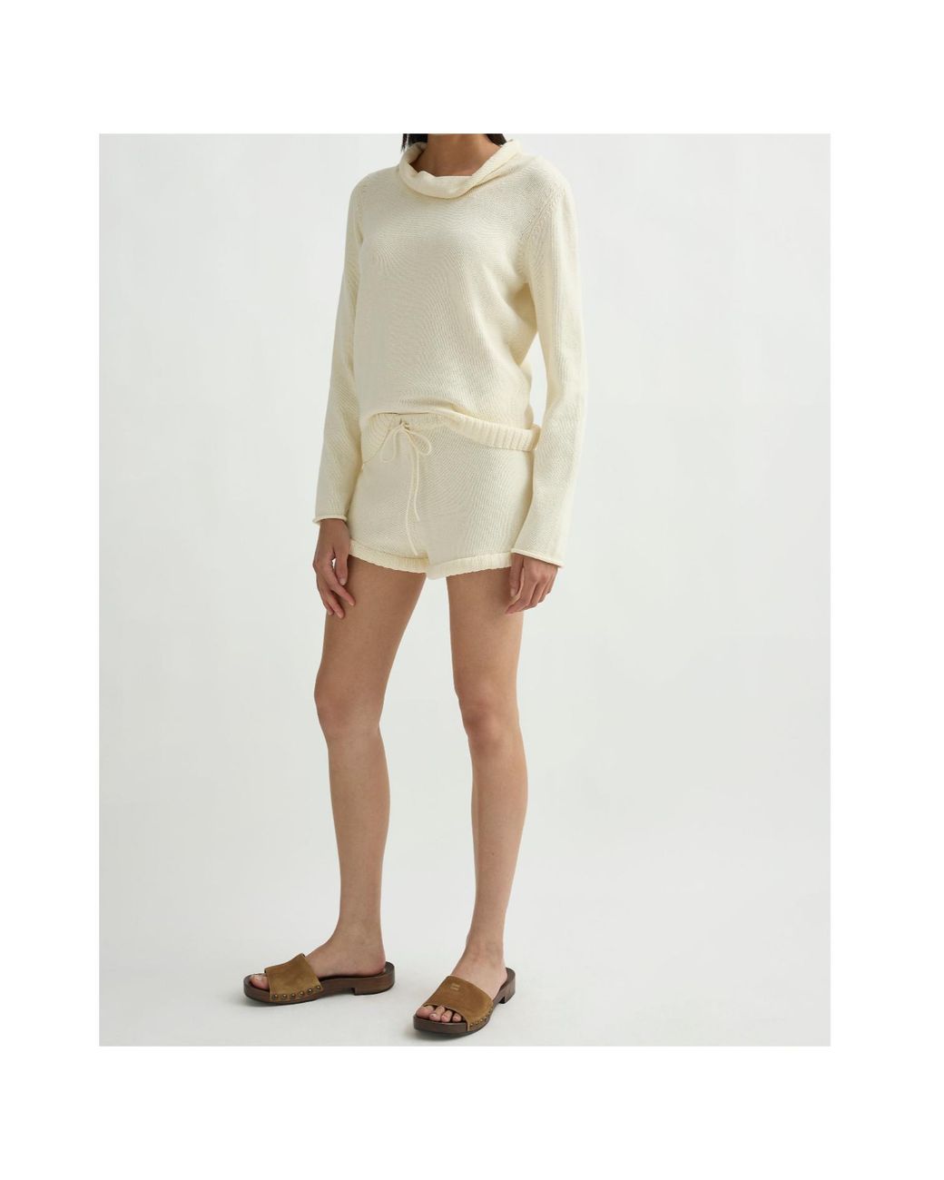 Posse White Teo Ribbed Turtleneck Knitted Sweater