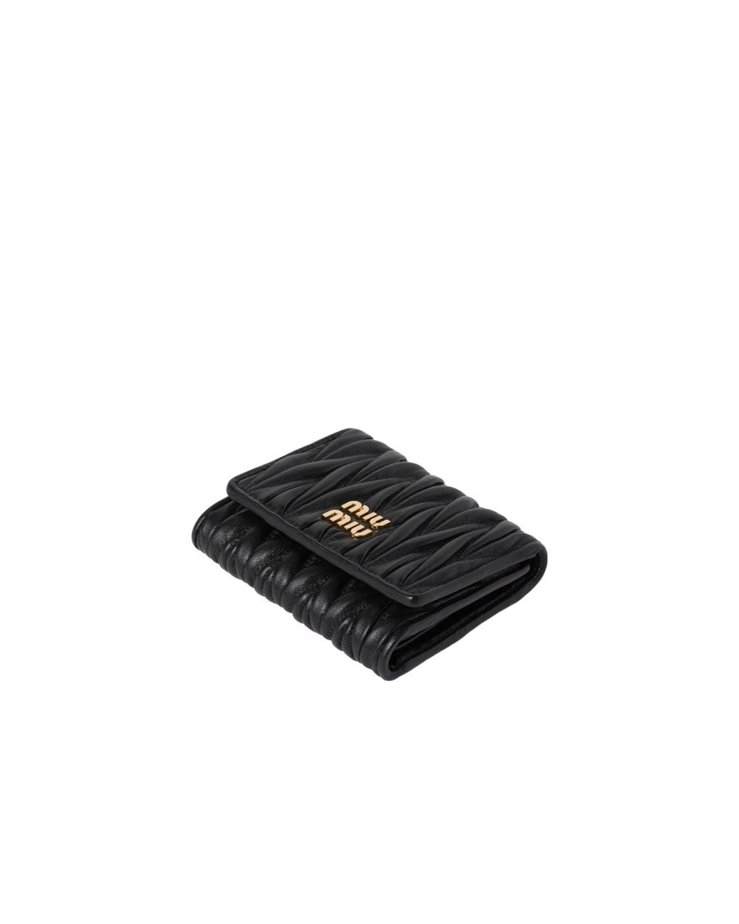 Miu Miu Black Matelassé Logo-Lettering Wallet