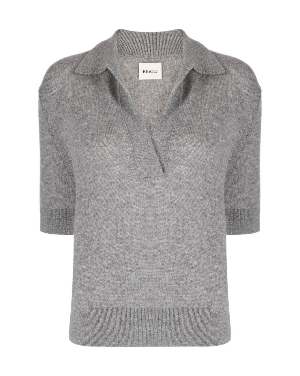 Khaite Gray Jo Short Sleeved Polo Top