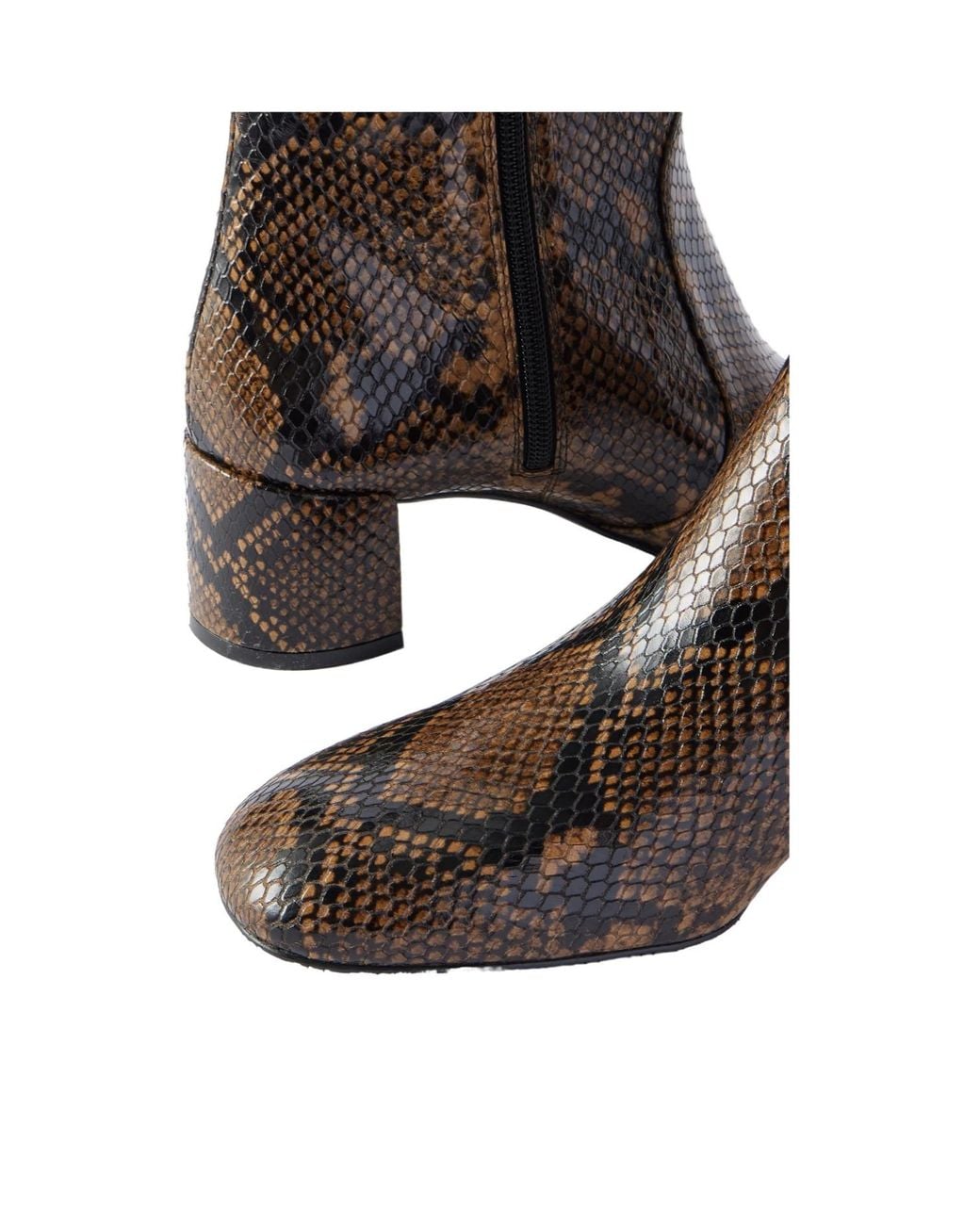 Stuart Weitzman Brown Snake-Effect Leather Ankle Boots