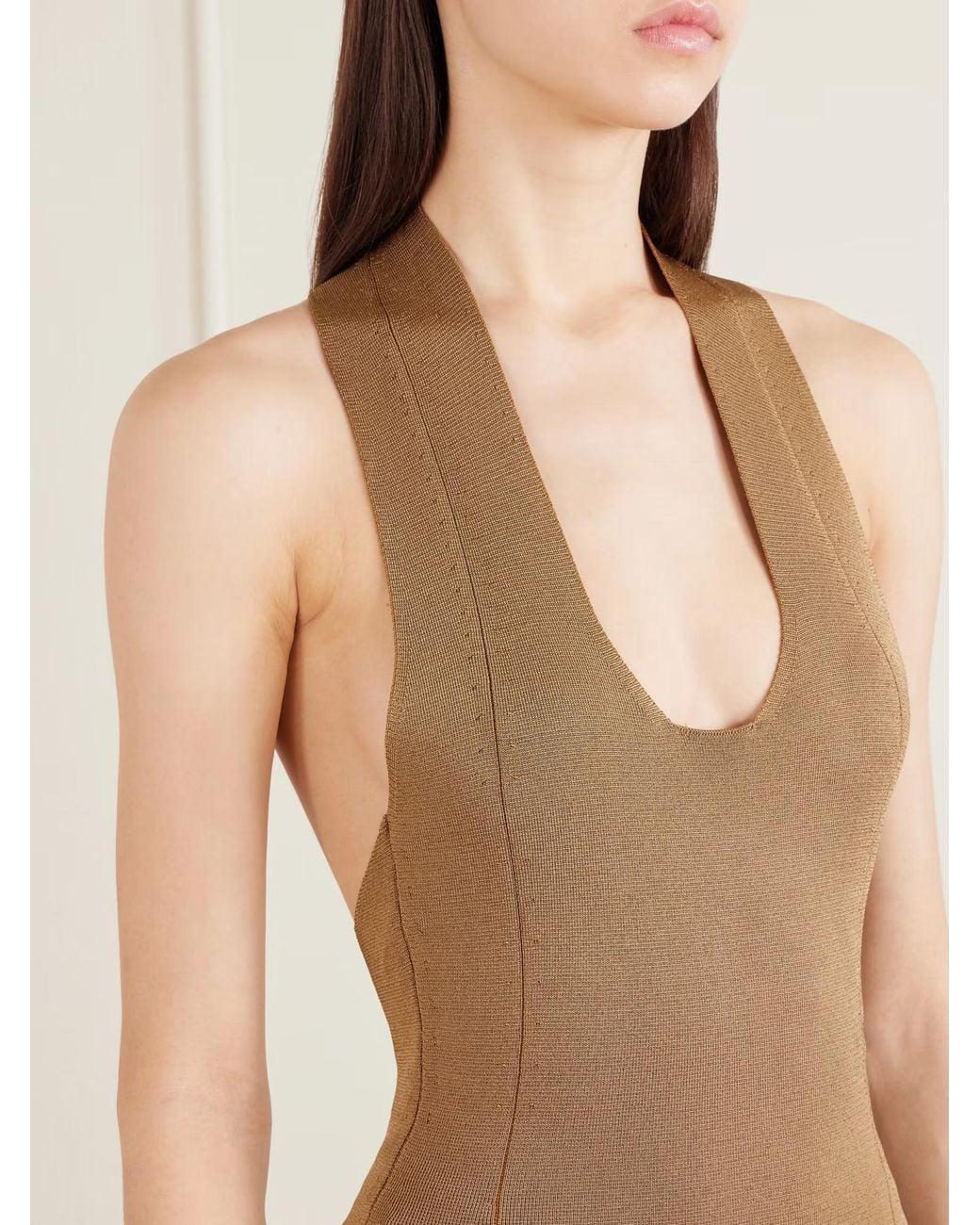 Khaite Natural Mahi Knitted Backless Dress