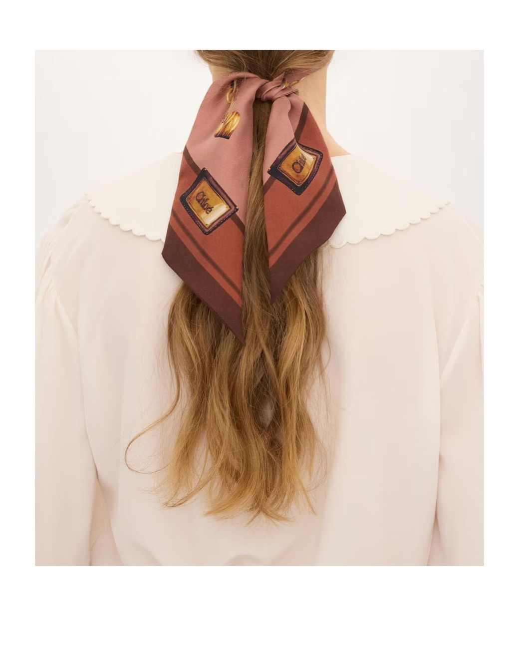 Chloé Multicolor Silk-Twill Chain-Print Bandeau Scarf
