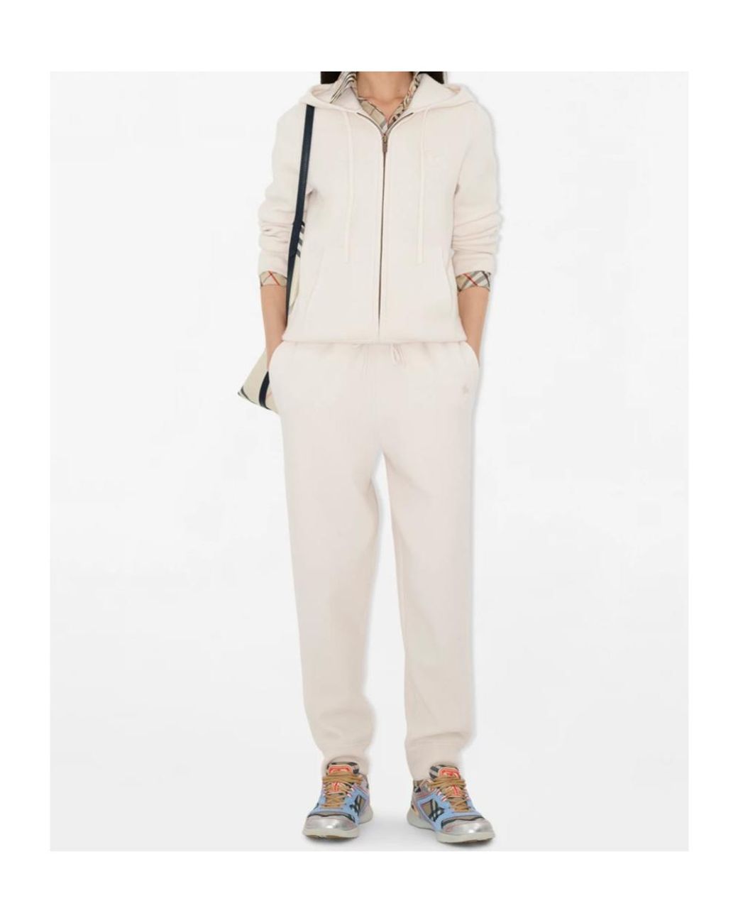 Burberry White Logo Embroidered Tapered Knitted Trousers