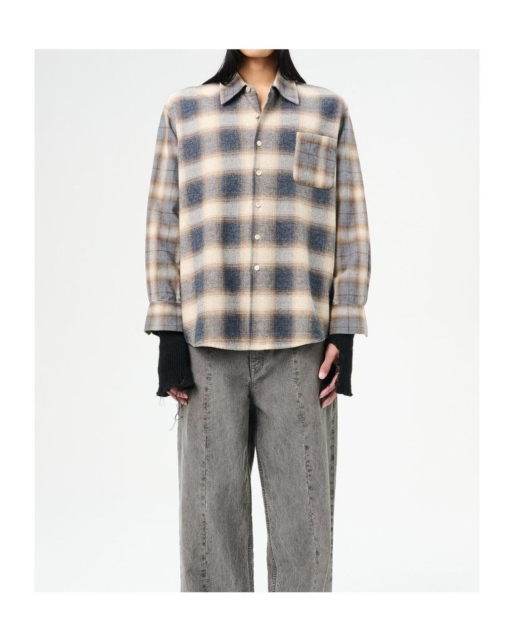 Our Legacy Green Above Check Pattern Buttoned Shirt for men