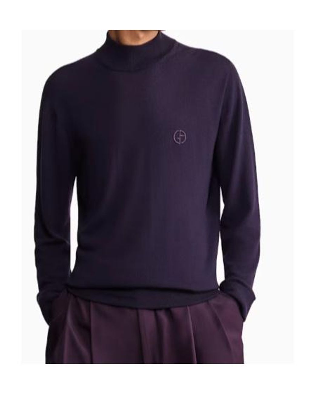 Giorgio Armani Blue Mock-Neck Knitted Jumper for men