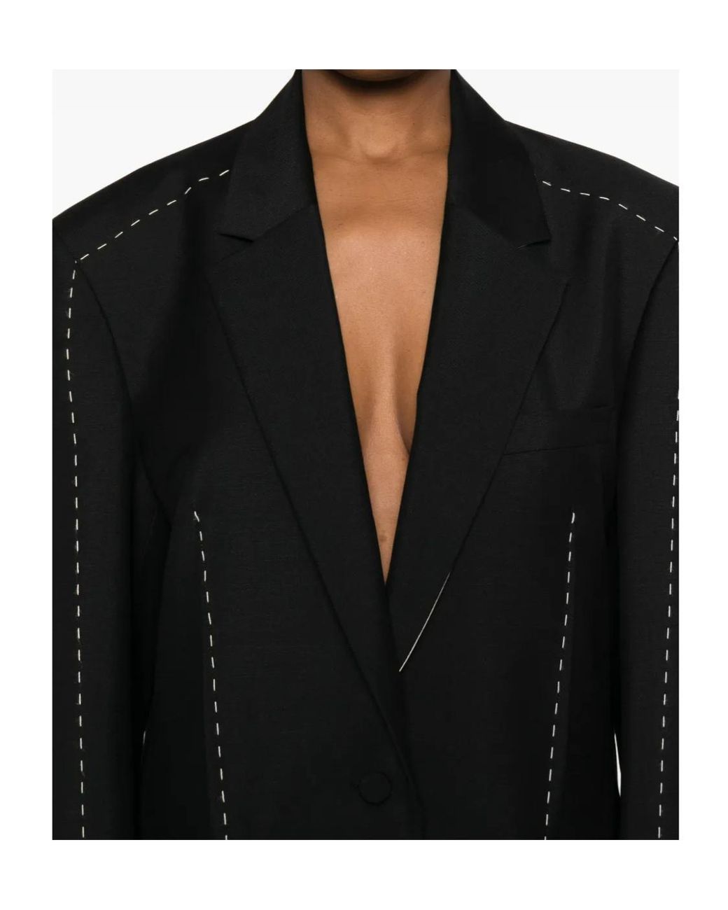 Rohe Black Contrast-Stitching Single-Breasted Blazer