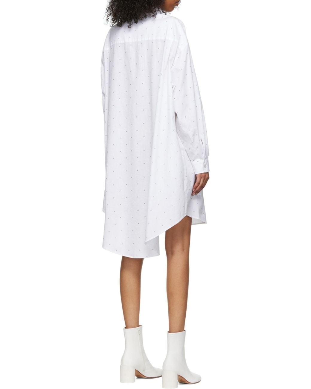 MM6 by Maison Margiela White Polka-Dot Cotton Shirt Dress