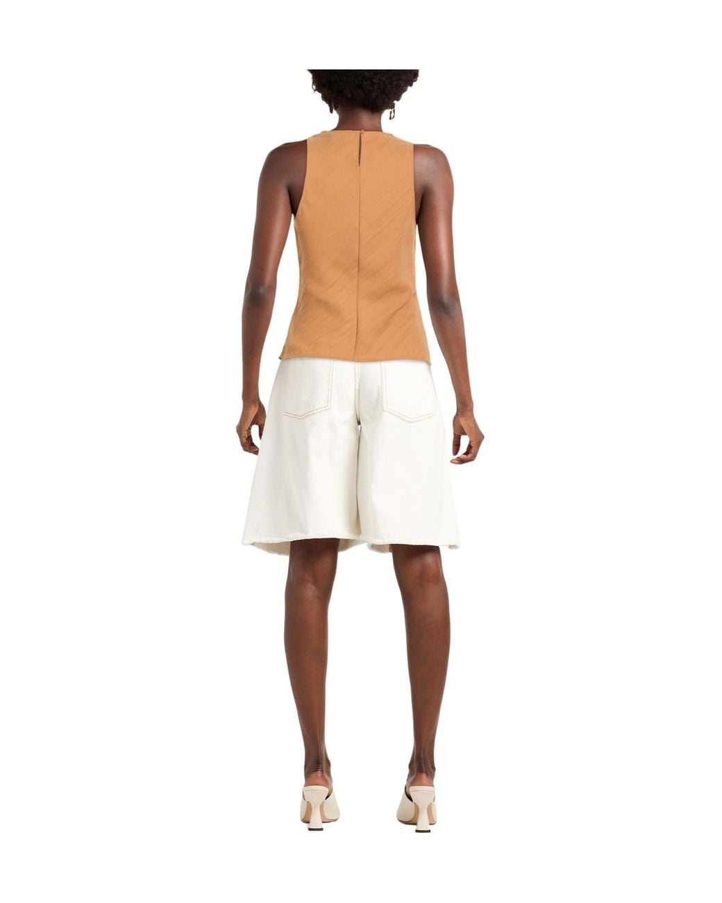 MAX&Co. Brown Crew-Neck Sleeveless Top